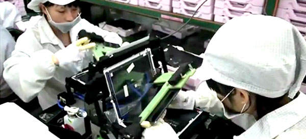 Apple iPad being assembled by Foxconn workers