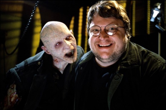 Guillermo del Toro and one of his vampire creations from "Blade II."