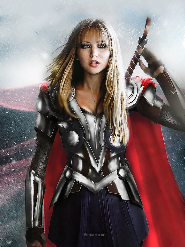 Jennifer Lawrence as Thor.