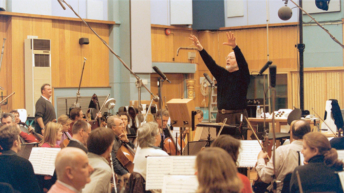 Mandatory Credit: Photo by Jonathan Player/REX/Shutterstock (377096i) JOHN WILLIAMS JOHN WILLIAMS WITH THE LSO AND GEORGE LUCAS, MAKING SOUNDTRACK FOR NEW THE STARWARS MOVIE, ABBEY ROAD STUDIOS, LONDON, BRITAIN  - 15 FEB 2002